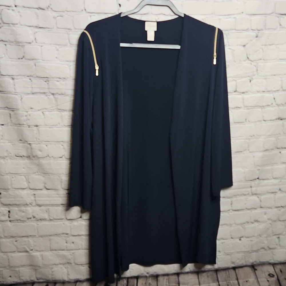 Chico's Navy Blue Waterfall Front Jacket Size 1 Small Medium